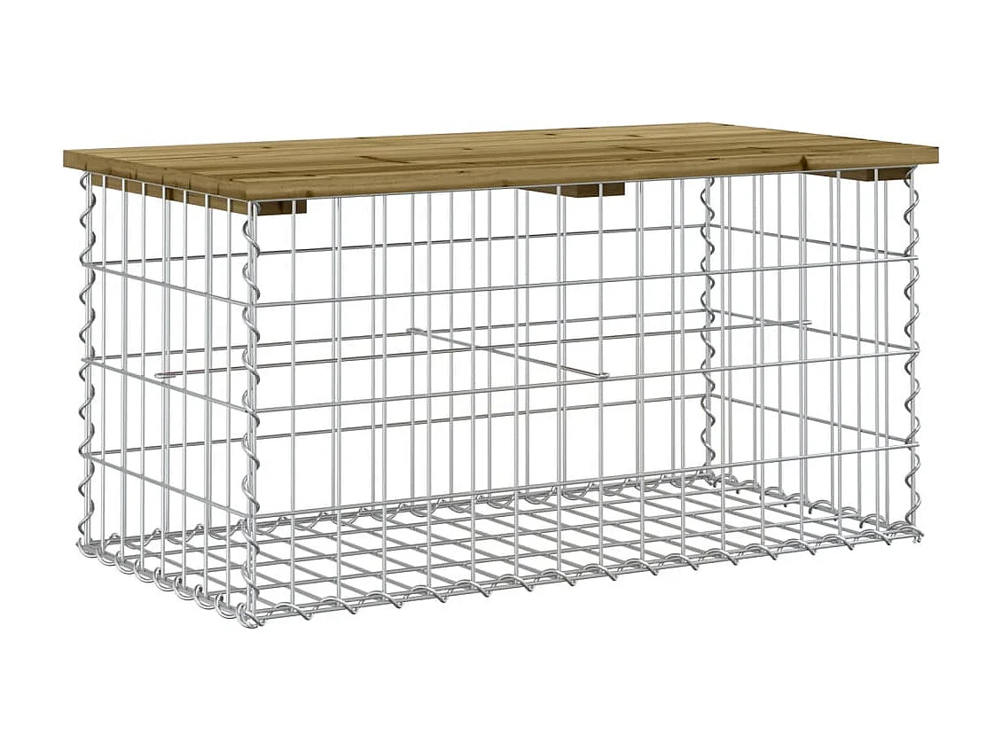 Banco de jardim design Gabion 83x44x42 cm madeira de pinho impregnada