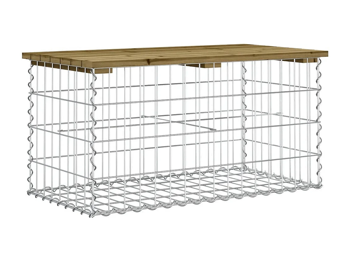 Banco de jardim design Gabion 83x44x42 cm madeira de pinho impregnada