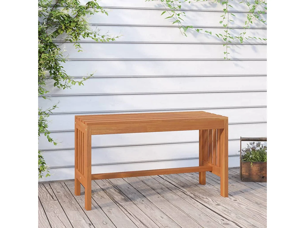 Banco de jardín 80 cm madera maciza de eucalipto