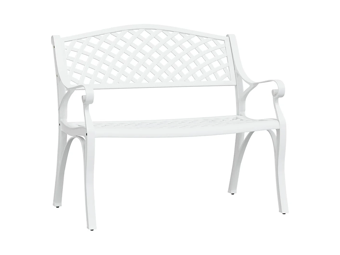 Panca da giardino 102 cm in fusione di alluminio bianco