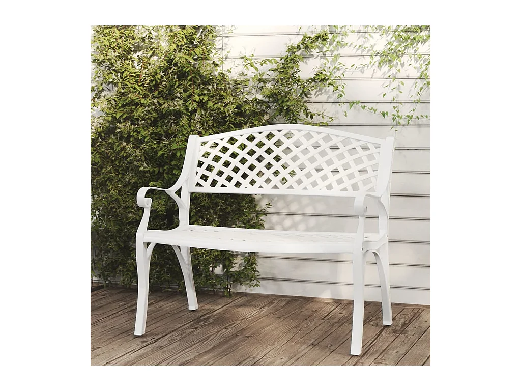 Banc de jardin 102 cm aluminium coulé blanc