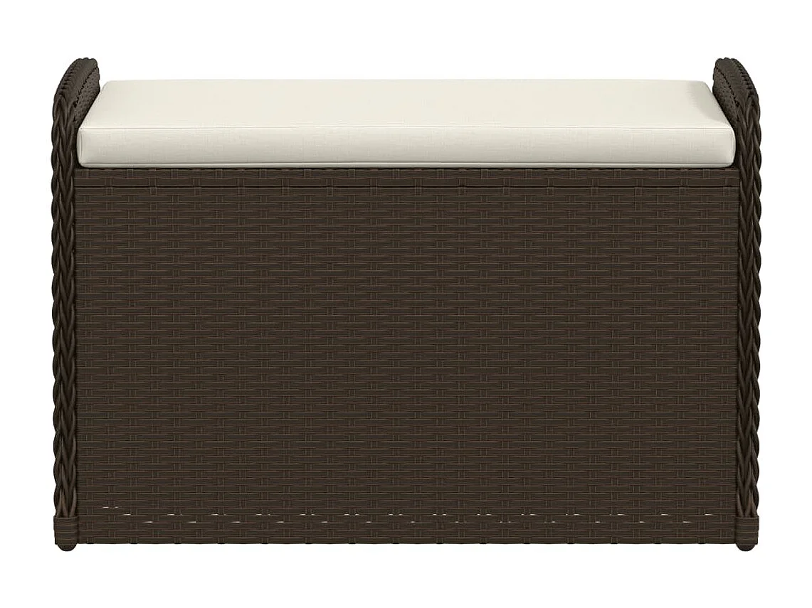 Banc de rangement et coussin marron 80x51x52 cm résine tressée
