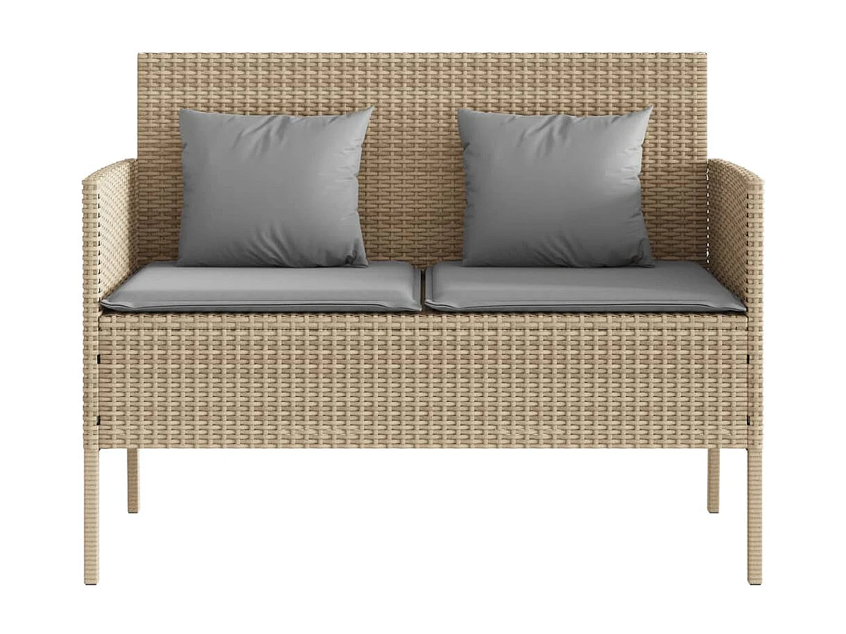 Banc de jardin avec coussins beige résine tressée