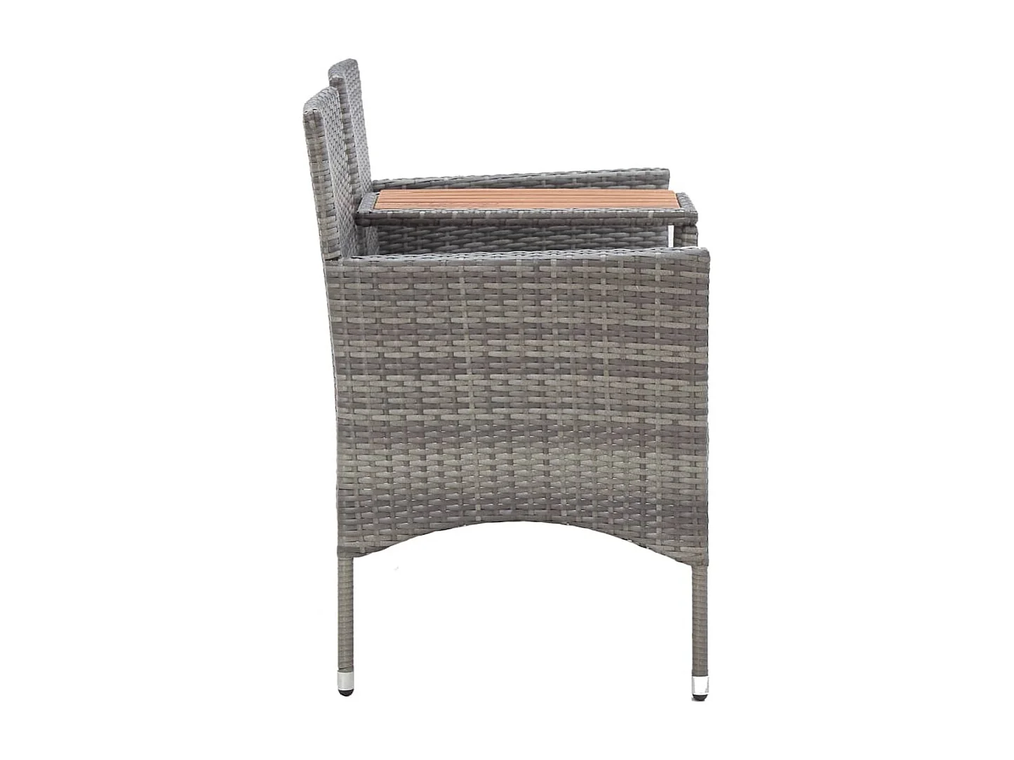 Banc de jardin 2places et table à thé 143cm Résine tressée Gris