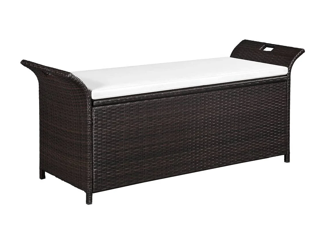 Panca da giardino con cuscino 138 cm Resina intrecciata Marrone