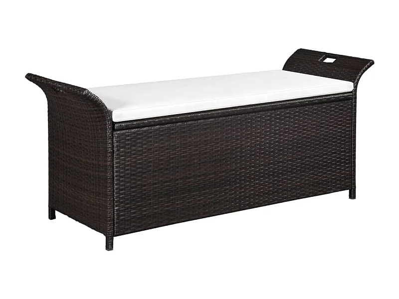 Tuinbank met kussen 138 cm Kunststof vlechtwerk Bruin