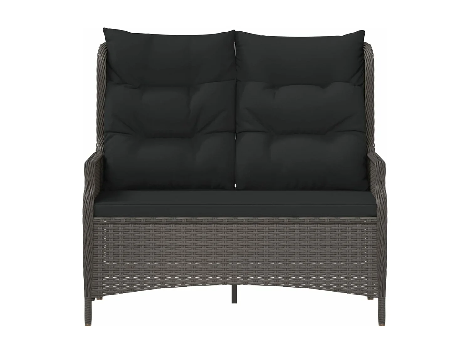 Banc de Jardin à 2 Places avec Coussins Noir Résine Tressée