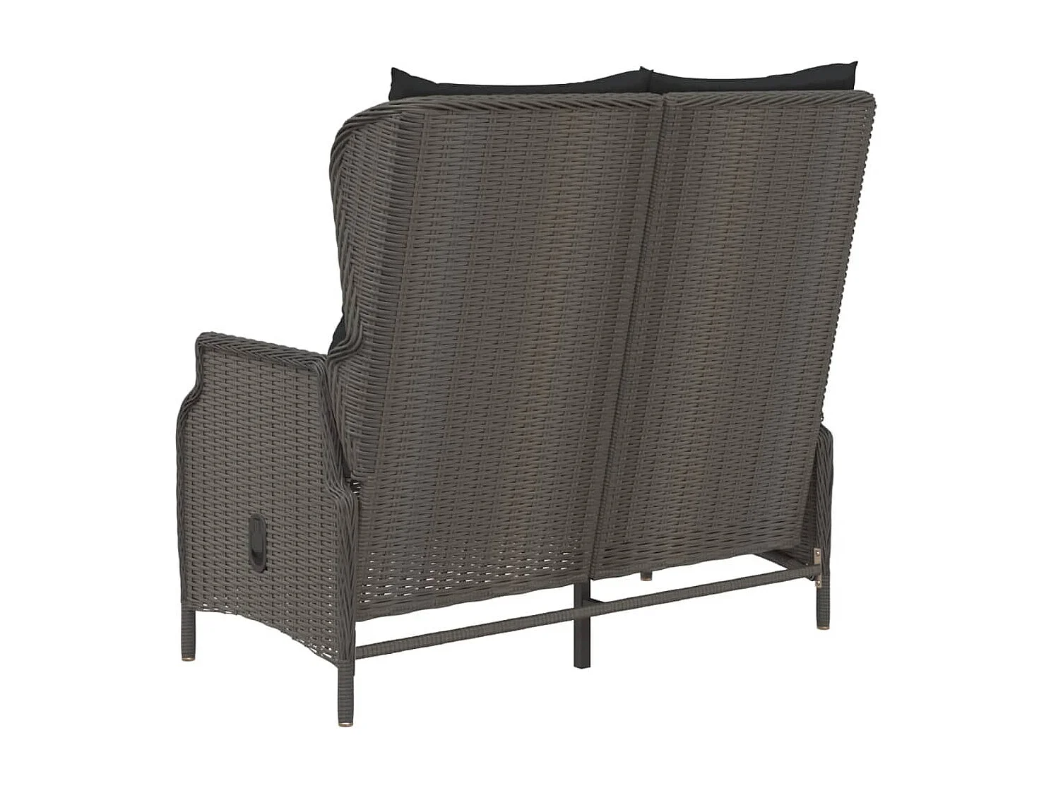 Banc de Jardin à 2 Places avec Coussins Noir Résine Tressée