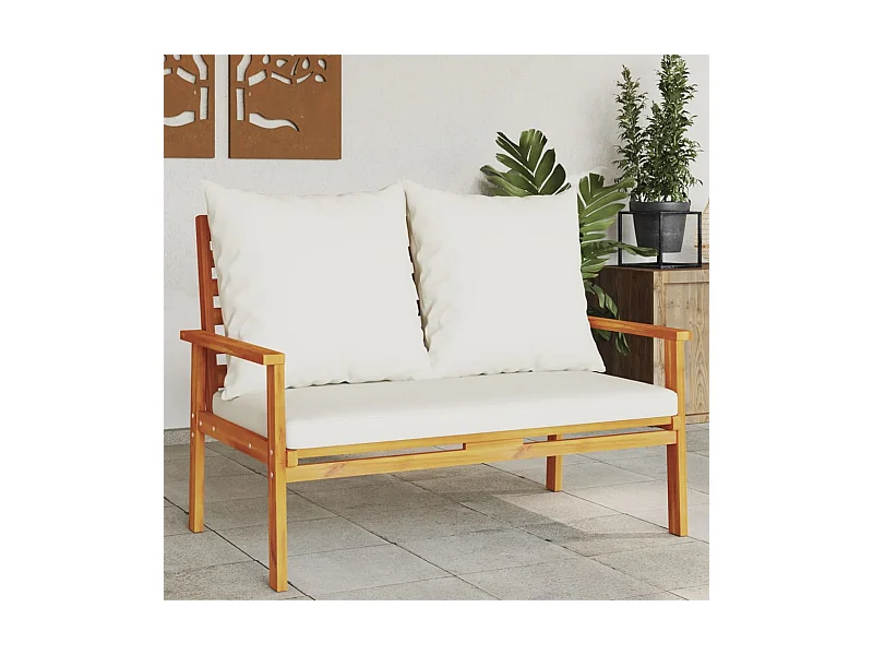 Divano da giardino da 120 cm con cuscino in legno massello di acacia