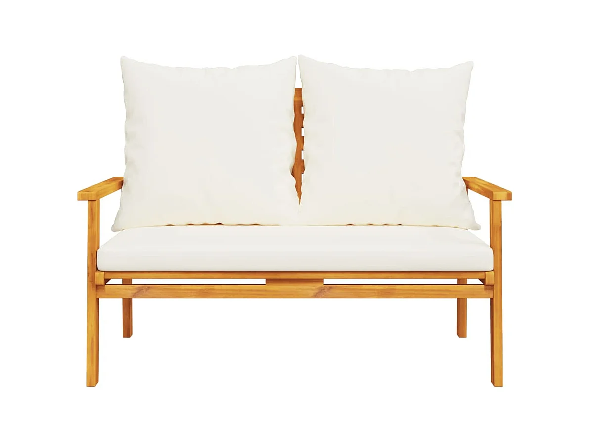 Sofá de jardim de 120 cm com almofada em madeira de acácia maciça