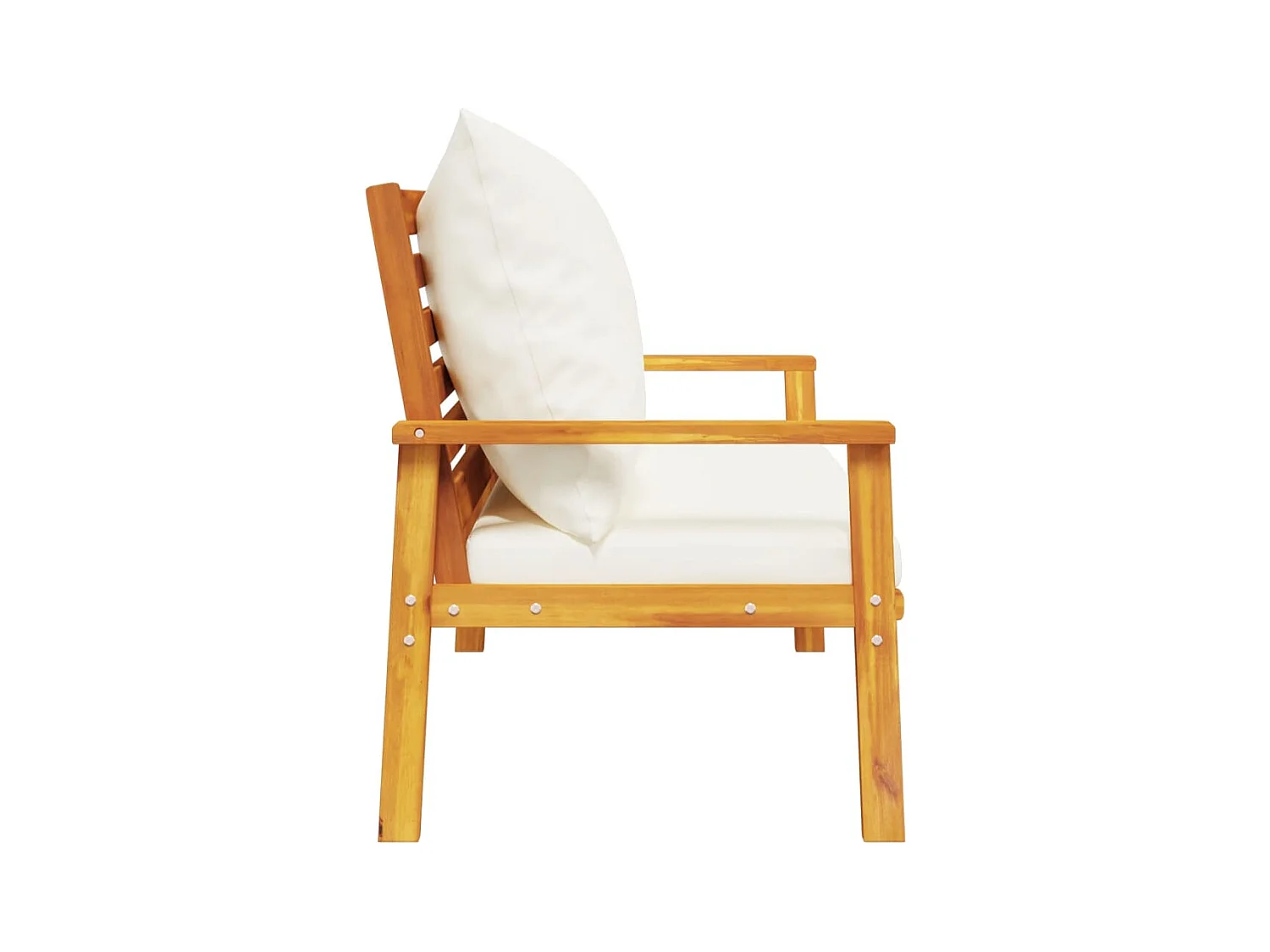 Sofá de jardim de 120 cm com almofada em madeira de acácia maciça