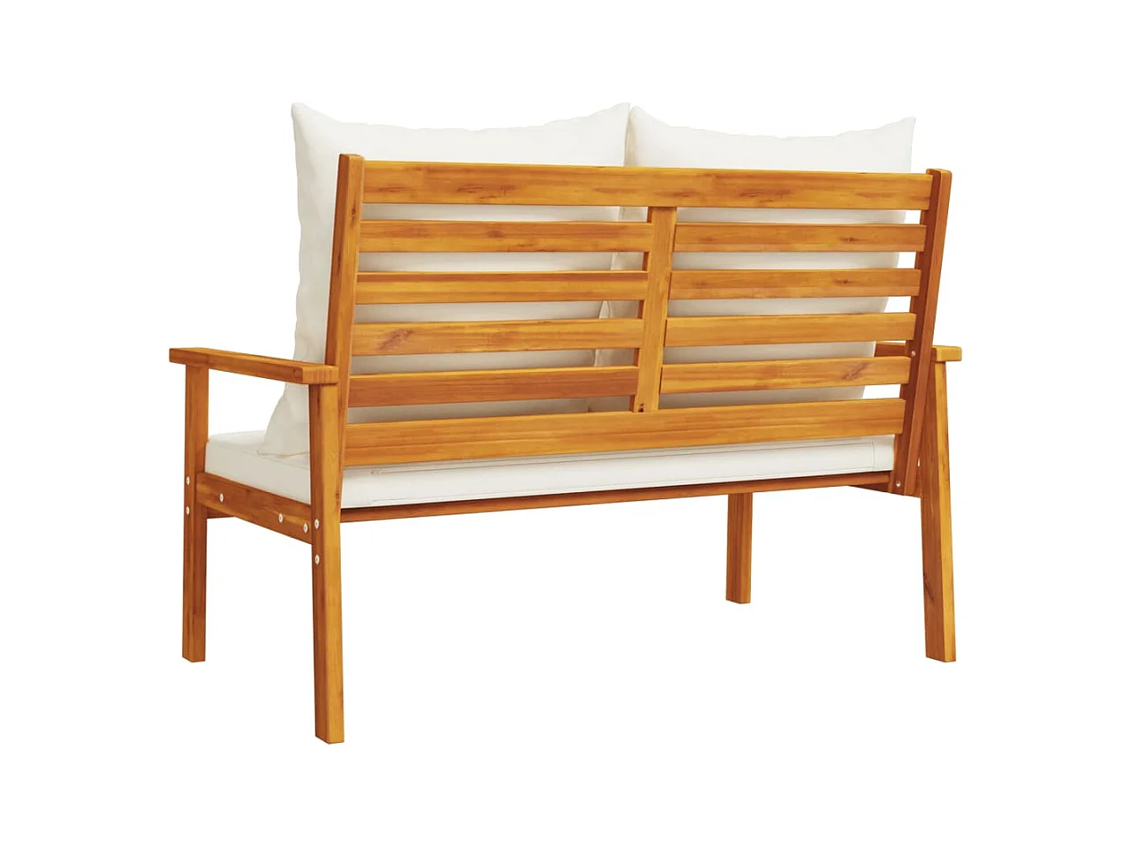 Sofá de jardim de 120 cm com almofada em madeira de acácia maciça