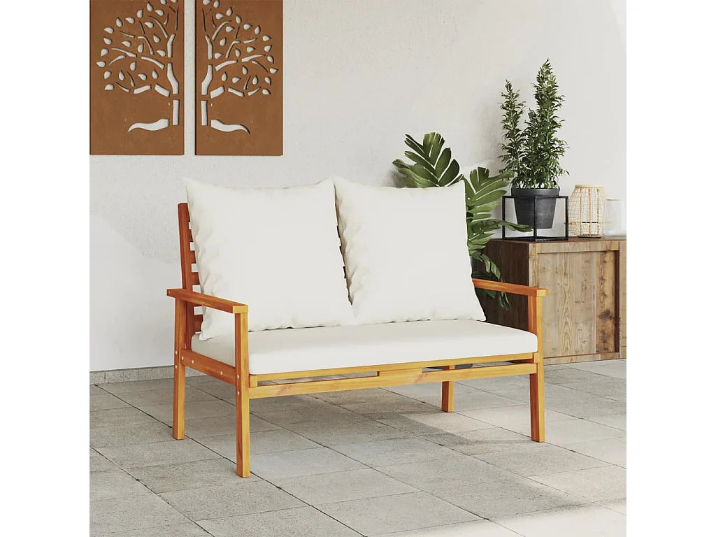 Canapé de jardin 120 cm avec coussin bois d'acacia massif