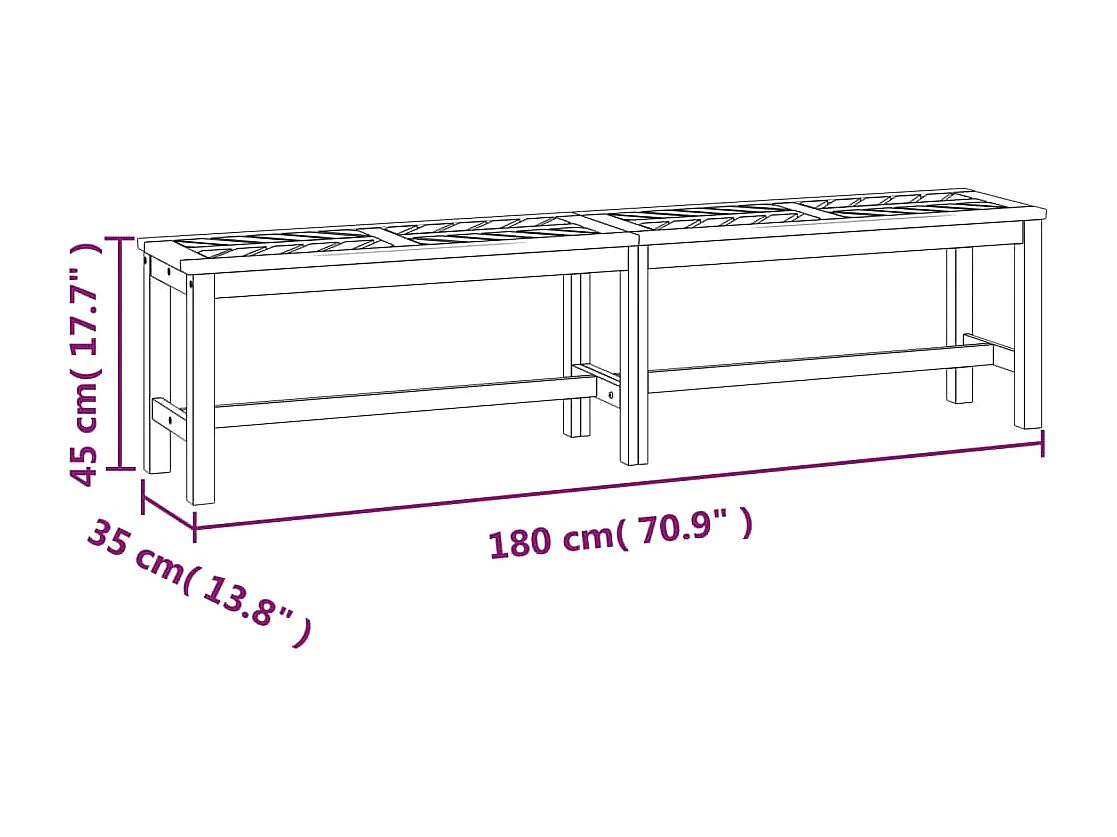 Banco de jardín 180 cm de madera maciza de acacia