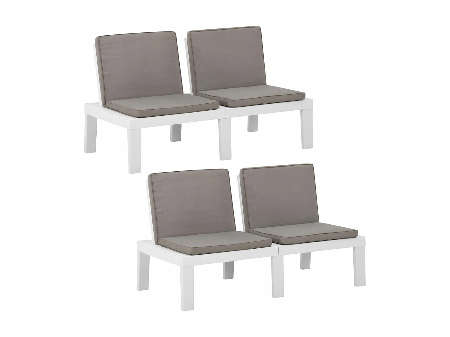 Muebles de jardín bancos con cojines 2 piezas Plástico Blanco