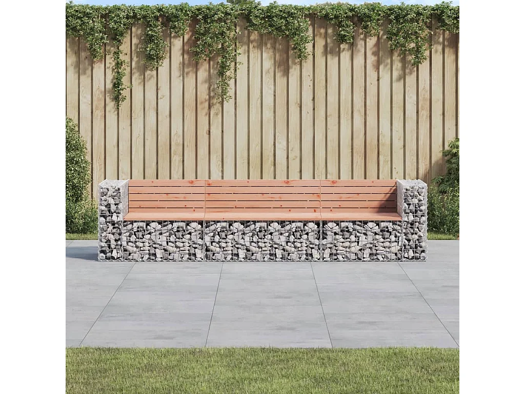 Banc jardin design gabion 287x71x65,5 cm bois massif de douglas