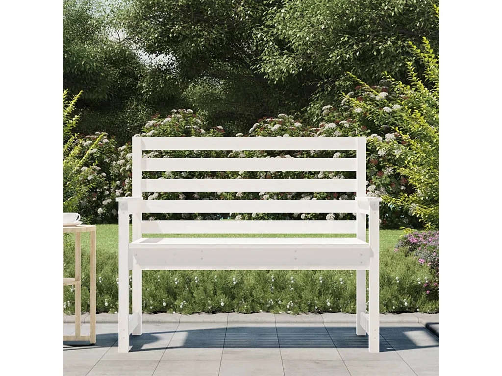 Banc de jardin blanc 109x48x91,5 cm bois massif de pin