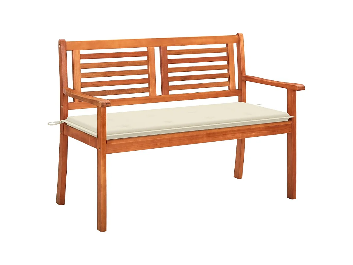Banc de jardin 2 places avec coussin 120 cm Bois d'eucalyptus