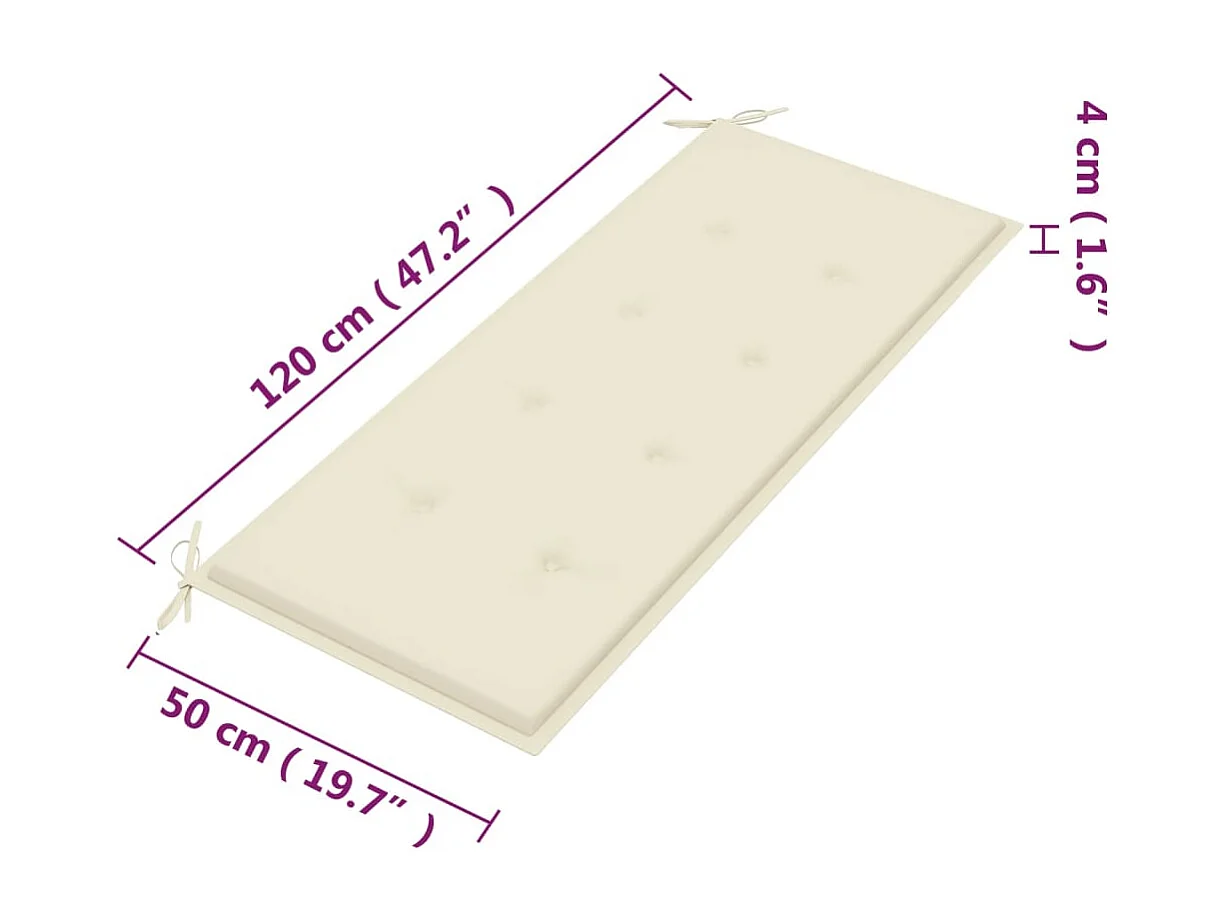 Banc de jardin 2 places avec coussin 120 cm Bois d'eucalyptus