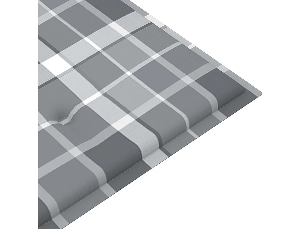Banc Batavia avec coussin à carreaux gris 120 cm Bois de teck