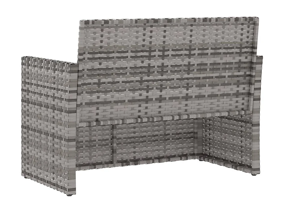 Panca da giardino con cuscini grigi 105 cm Vimini in resina