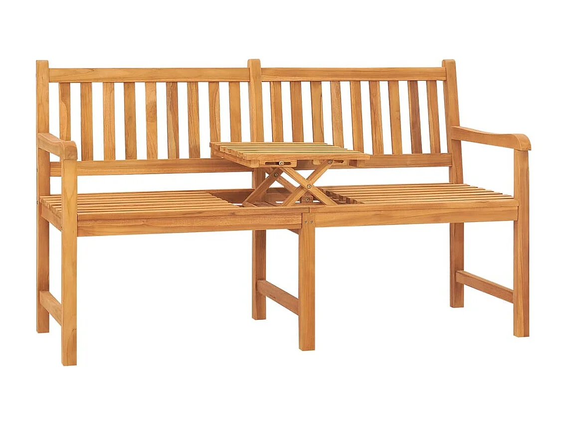 Banc de jardin 3 places avec table 150 cm bois de teck massif