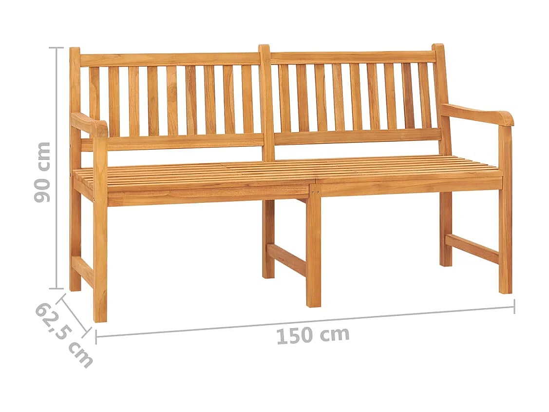 Banc de jardin 3 places avec table 150 cm bois de teck massif