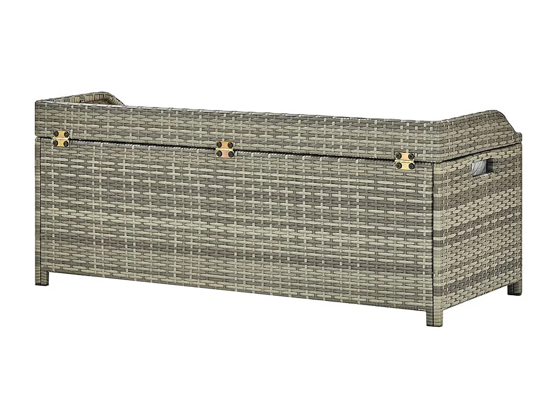 Banco de armazenamento de jardim 120 cm em vime de resina cinza