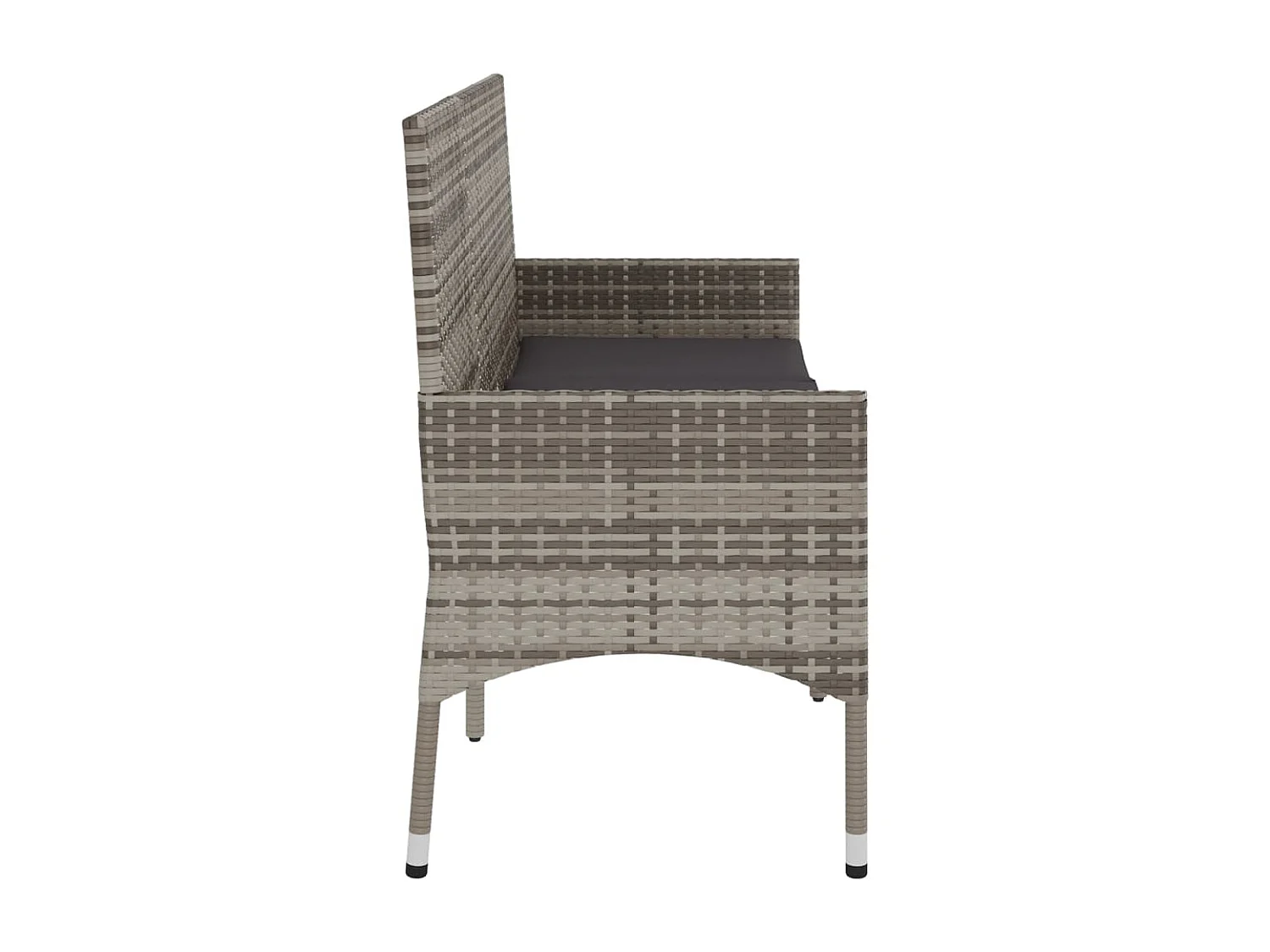 Banc de jardin à 3 places avec coussins Gris Résine tressée