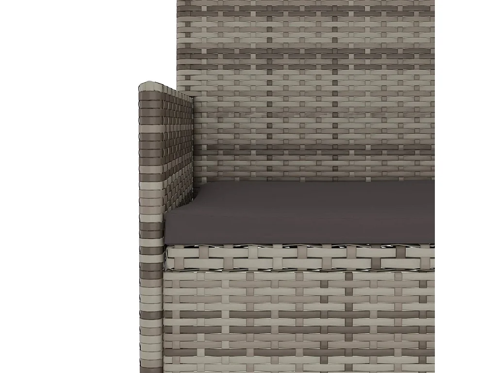 Banc de jardin à 3 places avec coussins Gris Résine tressée