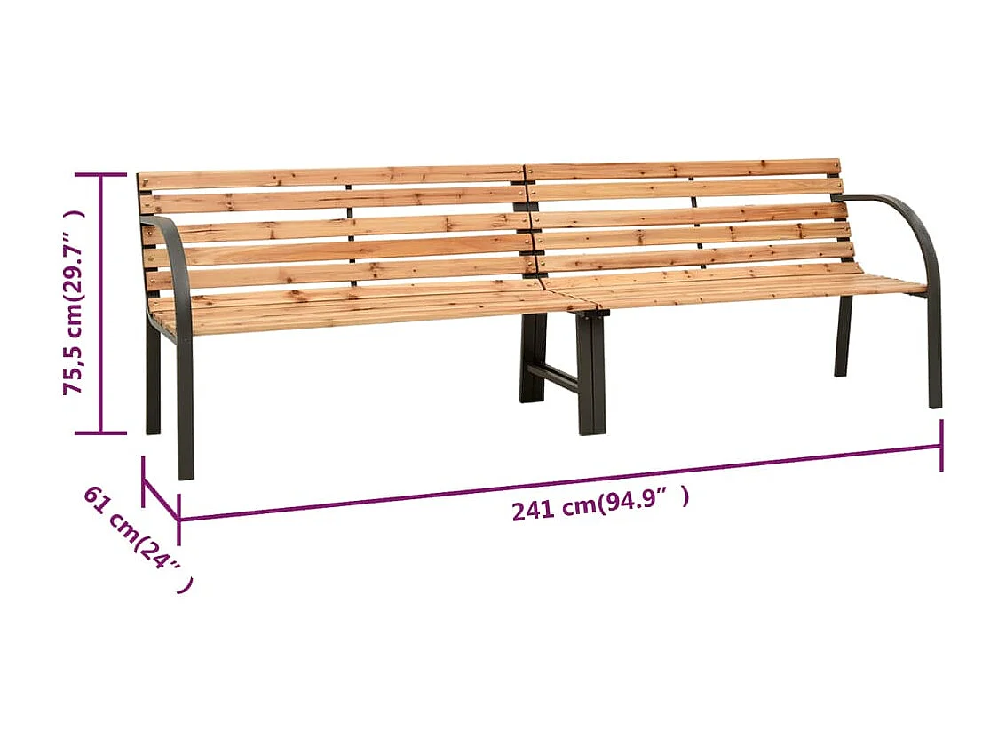 Dubbele tuinbank 241 cm Chinees grenenhout