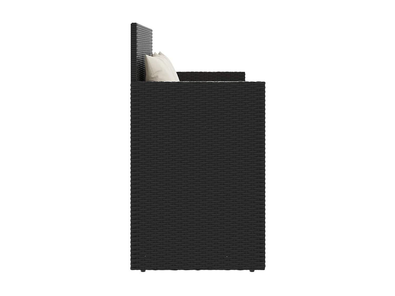 Panca da giardino con cuscini in resina intrecciata nera