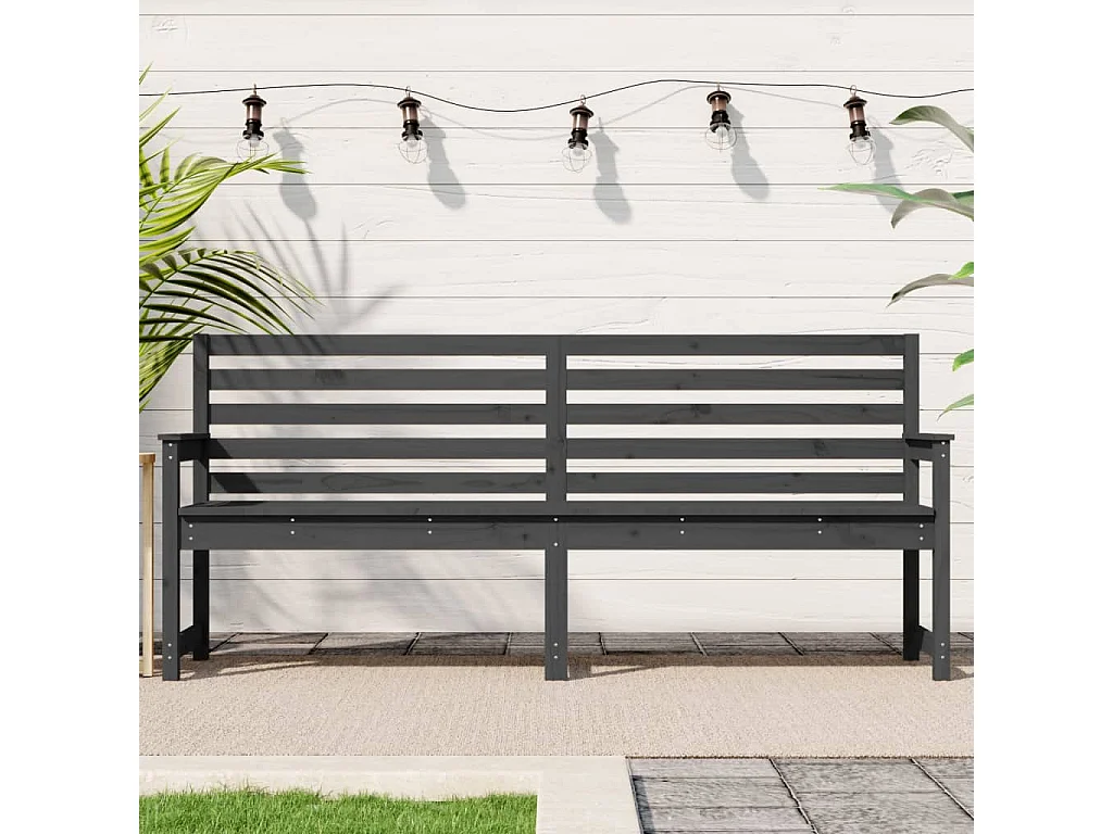 Graue Gartenbank 203,5x48x91,5 cm aus massivem Kiefernholz