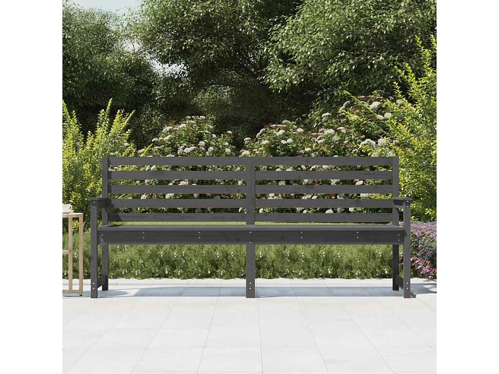 Banc de jardin gris 203,5x48x91,5 cm bois massif de pin