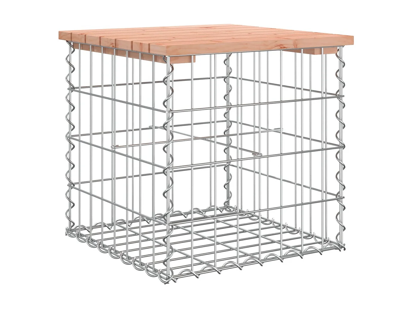 Gartenbank im Gabionen-Design, 43 x 44 x 42 cm, massives Douglasienholz