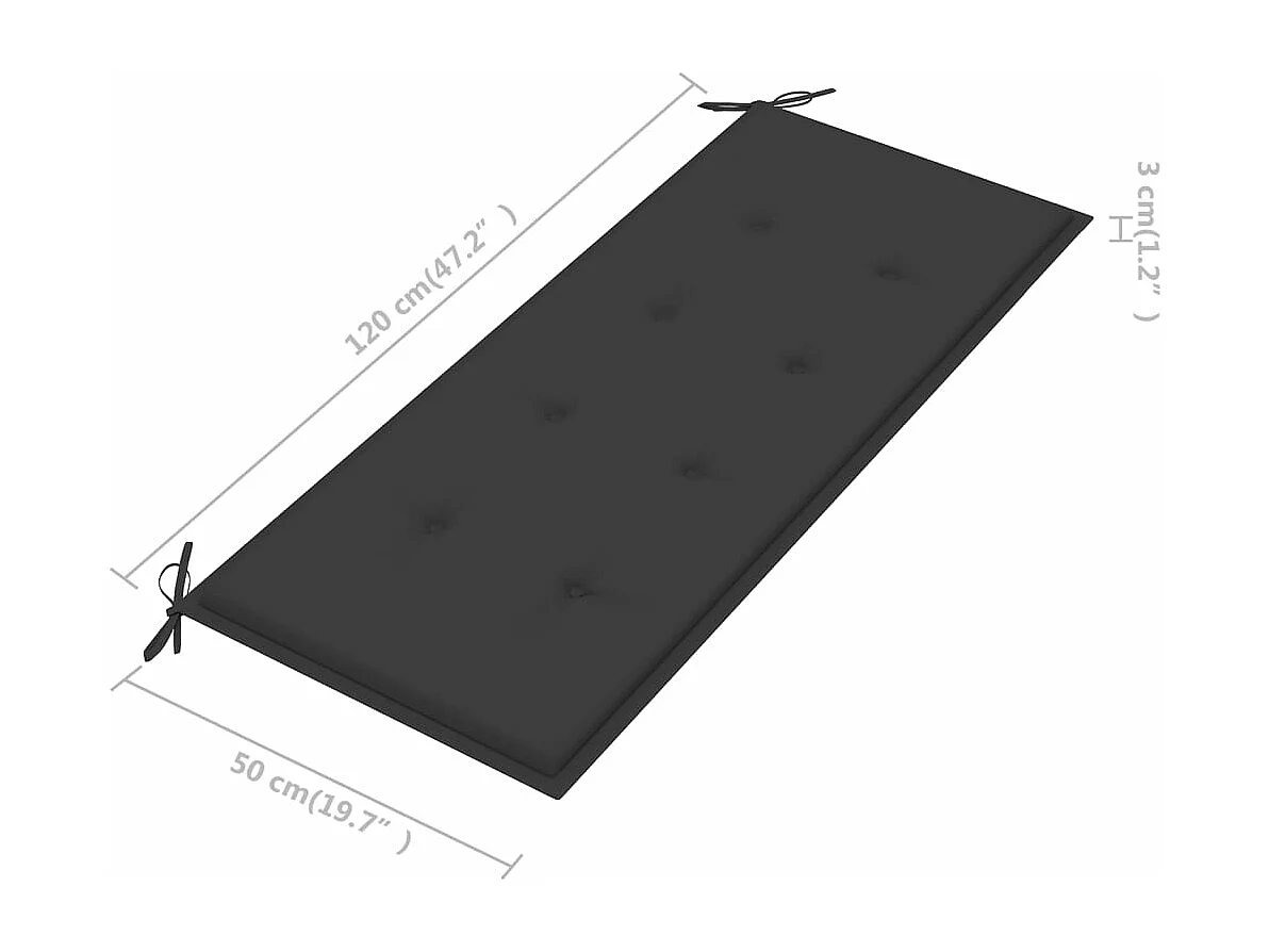 Banco Batavia com almofada antracite 120 cm Madeira maciça de teca