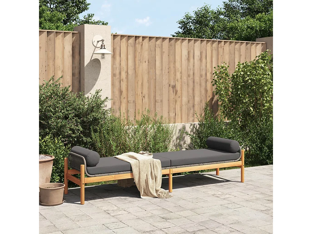 Tuinbank met grijs acacia geweven harskussen