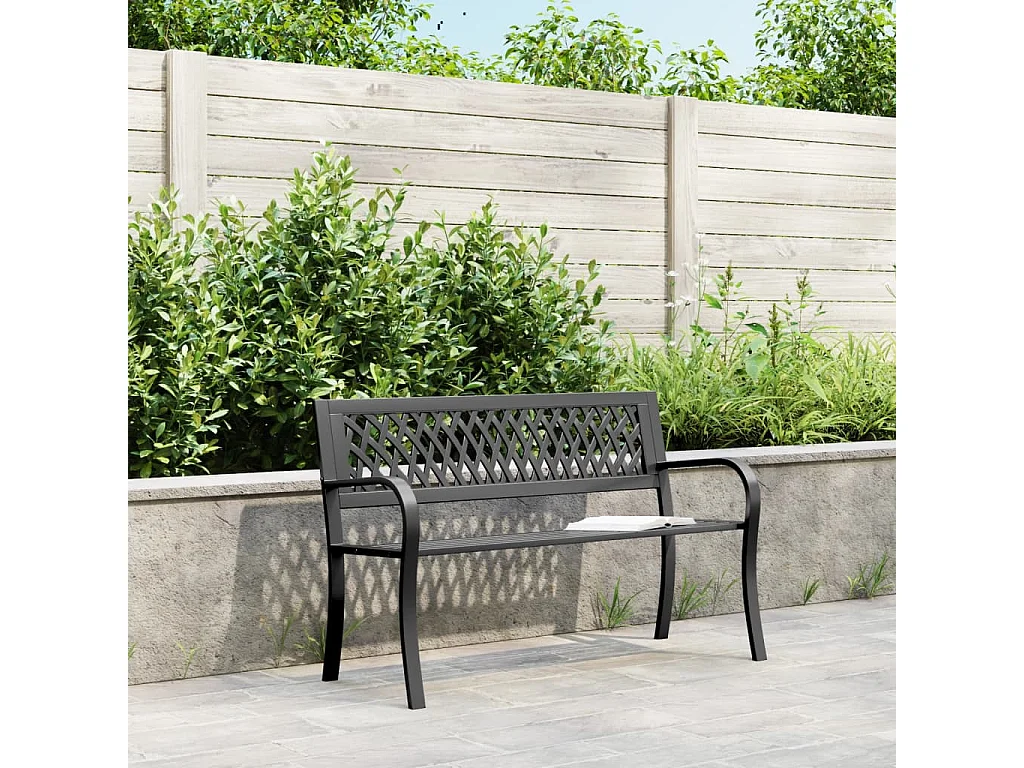 Banc de jardin Noir 120 cm Acier