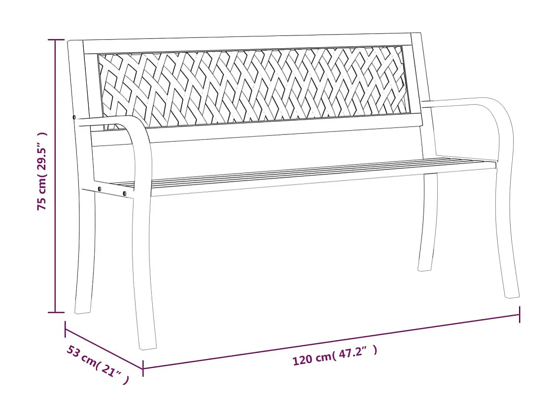 Banc de jardin Noir 120 cm Acier