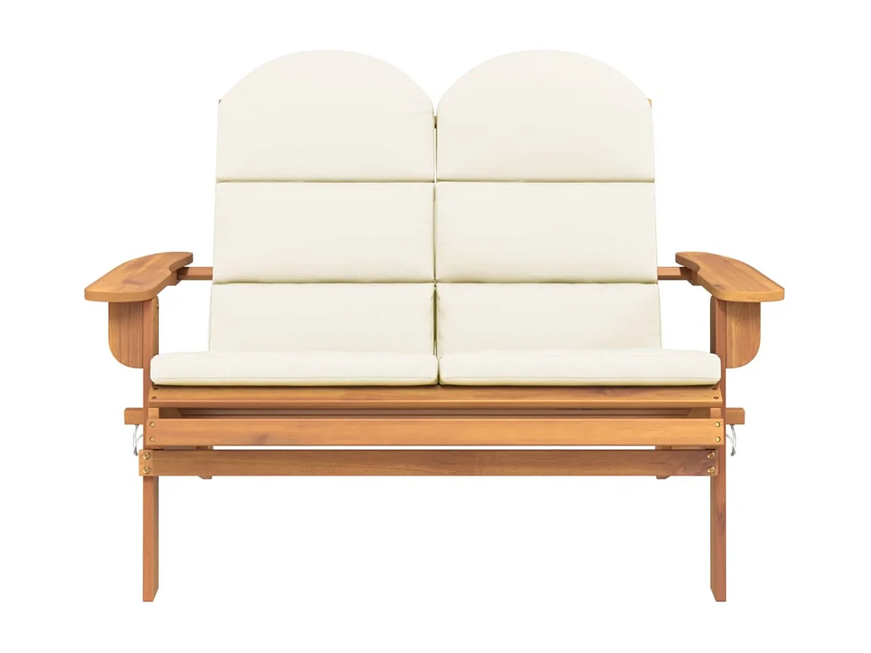 Banc de jardin Adirondack et coussins 126 cm bois massif acacia