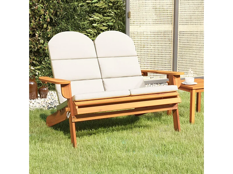 Banc de jardin Adirondack et coussins 126 cm bois massif acacia