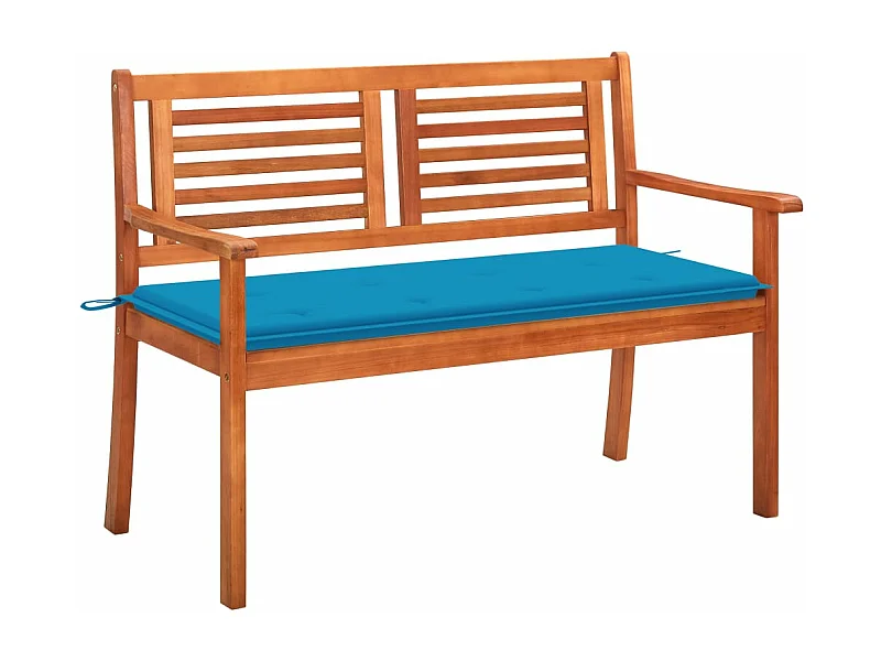 Banco de jardín 2 plazas con cojín 120 cm madera de eucalipto