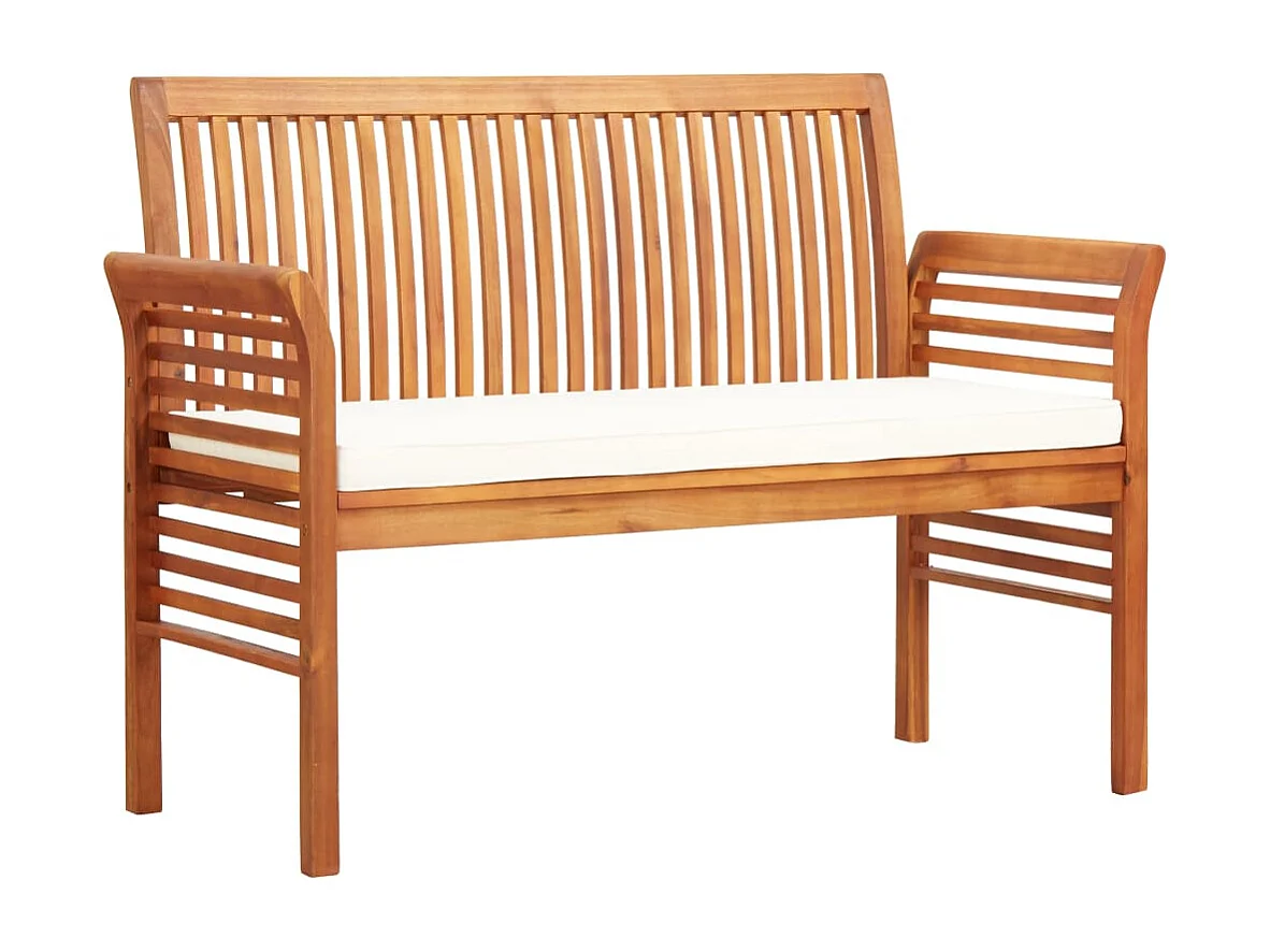 2-Sitzer-Gartenbank mit Kissen 120 cm. Massives Akazienholz