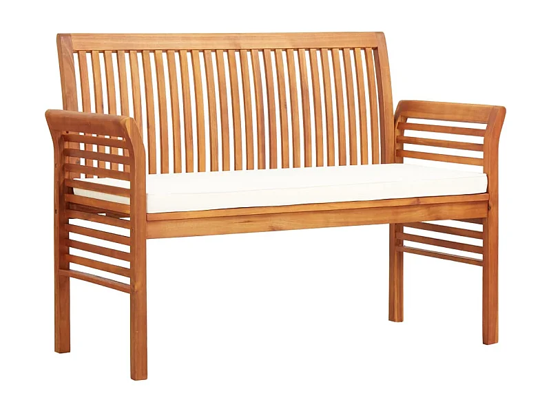 2-Sitzer-Gartenbank mit Kissen 120 cm. Massives Akazienholz