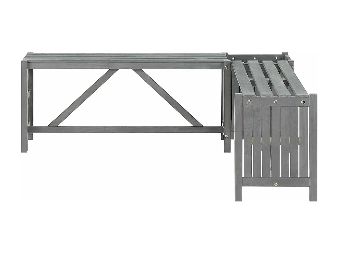 Panca angolare da giardino e fioriera 117 cm in legno di acacia grigia