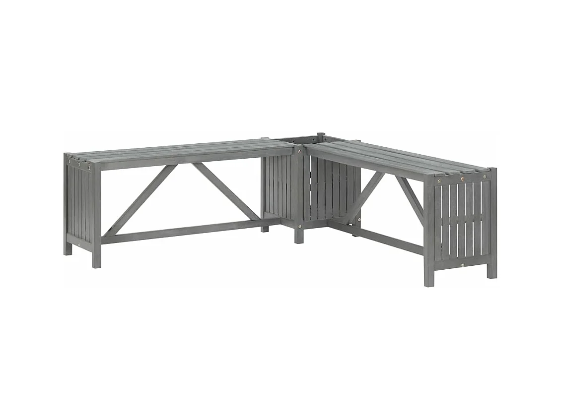 Banc d'angle de jardin et jardinière 117 cm bois d'acacia gris