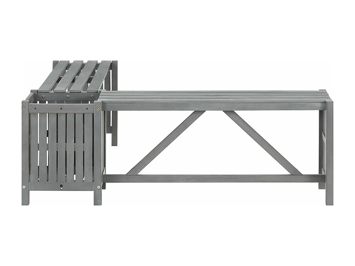 Banc d'angle de jardin et jardinière 117 cm bois d'acacia gris