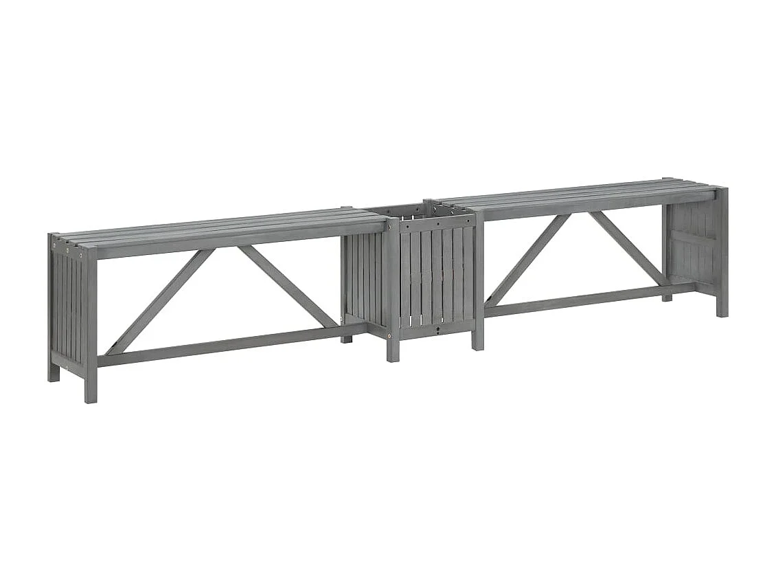 Banc d'angle de jardin et jardinière 117 cm bois d'acacia gris