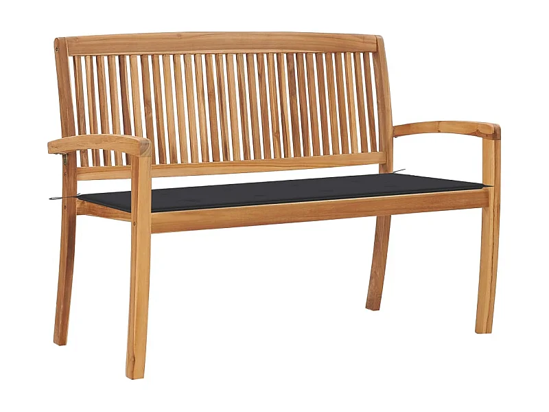 Banco de jardín apilable y cojín 128,5 cm Madera maciza de teca