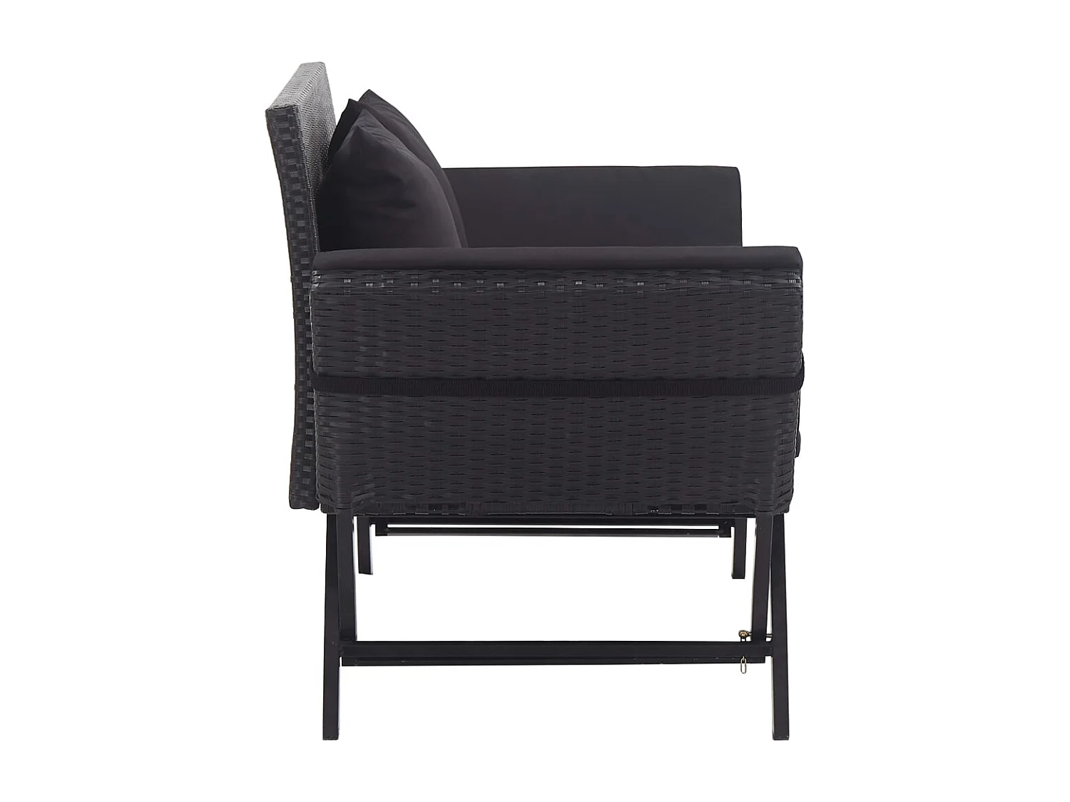 Banc de jardin avec coussins 176 cm Noir Résine tressée
